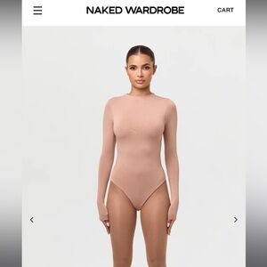 Naked wardrobe sculpt mock neck Nude Long Sleeve Bodysuit nwt